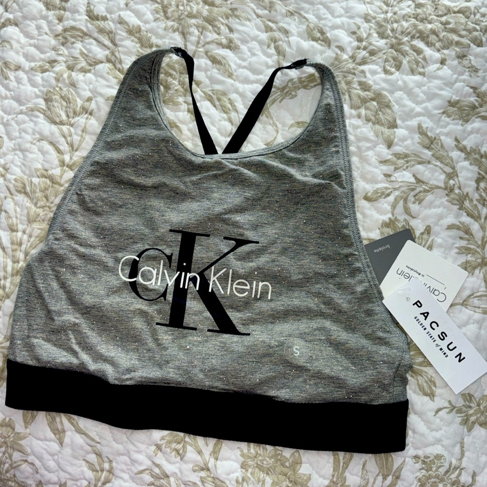 Calvin Klein Retro Sports Bra in Sparkly Gray